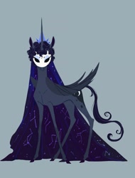 Size: 2000x2625 | Tagged: safe, artist:weird--fish, part of a set, princess luna, alicorn, pony, g4, alternate design, alternate hairstyle, bust, face paint, female, gray background, high res, simple background, solo
