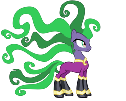 Size: 4744x3814 | Tagged: safe, artist:kayman13, mane-iac, earth pony, pony, g4, absurd resolution, antagonist, boots, clothes, female, frown, gloves, looking forward, mare, power suit, shirt, shoes, simple background, solo, tentacles, transparent background, unsure, vector