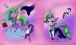 Size: 1100x650 | Tagged: safe, artist:katkatdesign, rarity, spike, earth pony, pony, unicorn, g4, clothes, comic, crossdressing, dress, ear fluff, ear piercing, earring, eyelashes, eyes closed, female, feminization, high heels, jewelry, magic, male, mare, open mouth, piercing, ponified, rarity hair, shoes, stallion, telekinesis