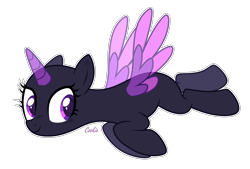 Size: 2568x1736 | Tagged: safe, artist:mint-light, oc, oc only, alicorn, pony, g4, alicorn oc, bald, base, eyelashes, female, flying, horn, mare, simple background, solo, transparent background, transparent horn, transparent wings, two toned wings, wings