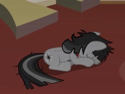 Size: 415x312 | Tagged: safe, twilight sparkle, pony, unicorn, the folly of celestia, g4, alternate universe, eyes closed, fan animation, fan animation screencap, grey hair, lying down, prone, sad, sobbing, solo, spoiler, unicorn twilight