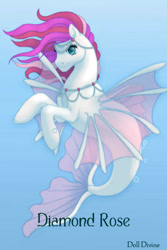 Size: 400x600 | Tagged: safe, artist:katmares, diamond rose, seapony (g4), g4, solo, species swap