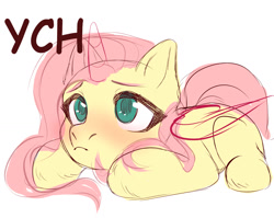 Size: 1500x1192 | Tagged: safe, artist:nika-rain, fluttershy, pony, g4, chibi, commission, cute, female, solo, ych example, ych sketch, your character here