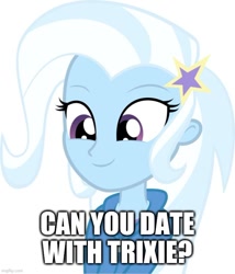 Size: 640x749 | Tagged: safe, edit, trixie, equestria girls, g4, bronybait, caption, image macro, text