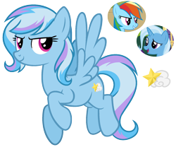 Size: 1620x1350 | Tagged: safe, artist:cherrycandi, rainbow dash, trixie, pegasus, pony, g4, base used, female, magical lesbian spawn, mare, offspring, parent:rainbow dash, parent:trixie, parents:trixiedash, simple background, smug, solo, transparent background