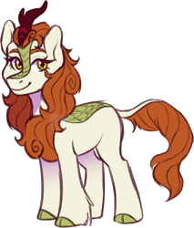Size: 919x1078 | Tagged: safe, artist:starryeggs, autumn blaze, kirin, g4, sounds of silence, female, green eyes, orange, scales, simple background, solo, transparent background