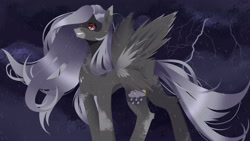 Size: 3555x2000 | Tagged: safe, artist:clefficia, oc, oc only, oc:rainy day, pegasus, pony, female, high res, lightning, mare, solo