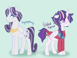 Size: 1024x768 | Tagged: safe, artist:itsjustquince, oc, oc:gilded spear, oc:symphony, alicorn, pony, brothers, male, offspring, parent:princess cadance, parent:shining armor, parents:shiningcadance, siblings, stallion