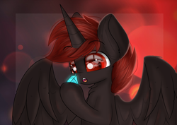 Size: 5787x4092 | Tagged: safe, artist:janelearts, oc, oc only, alicorn, pony, absurd resolution, alicorn oc, diamond, horn, male, red and black oc, solo, stallion, wings