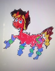 Size: 997x1280 | Tagged: safe, artist:wry bell, oc, oc only, oc:drew dru, pony, unicorn, picture of a screen, solo