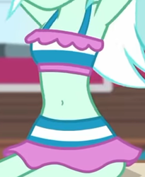 Size: 1202x1467 | Tagged: safe, screencap, lyra heartstrings, equestria girls, g4, i'm on a yacht, my little pony equestria girls: better together, armpits, belly, belly button, bikini, boobshot, breasts, clothes, cropped, female, lyra heartstrings swimsuit, midriff, needs more jpeg, outfit catalog, pictures of bellies, pictures of chests, slender, solo, swimsuit, thin, upscaled
