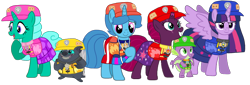 Size: 1848x630 | Tagged: safe, artist:徐詩珮, fizzlepop berrytwist, glitter drops, grubber, spike, spring rain, tempest shadow, twilight sparkle, alicorn, dragon, pony, unicorn, series:sprglitemplight diary, series:sprglitemplight life jacket days, series:springshadowdrops diary, series:springshadowdrops life jacket days, g4, my little pony: the movie, alternate universe, bisexual, broken horn, chase (paw patrol), clothes, cute, female, glitterbetes, horn, lesbian, lifeguard, lifeguard spring rain, male, mare, marshall (paw patrol), paw patrol, polyamory, rocky (paw patrol), rubble (paw patrol), ship:glitterlight, ship:glittershadow, ship:sprglitemplight, ship:springdrops, ship:springlight, ship:springshadow, ship:springshadowdrops, ship:tempestlight, shipping, simple background, skye (paw patrol), springbetes, tempestbetes, transparent background, twilight sparkle (alicorn), ultimate rescue, winged spike, wings, zuma (paw patrol)