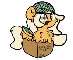 Size: 1200x992 | Tagged: safe, artist:php142, oc, oc only, bat pony, deer, griffon, pony, animated, box, chest fluff, commission, cute, deer in a box, female, fluffy, gif, griffon in a box, if i fits i sits, male, simple background, transparent background, ych result