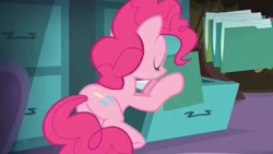 Size: 640x360 | Tagged: safe, screencap, pinkie pie, g4, the maud couple, balloonbutt, butt, drawer, file, plot