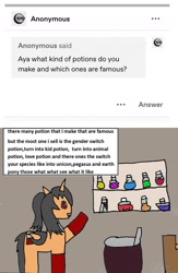 Size: 810x1246 | Tagged: safe, artist:ask-luciavampire, oc, alicorn, pony, vampire, vampony, tumblr:ask-the-pony-gamers, ask, potion, tumblr