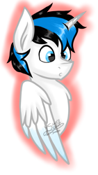 Size: 720x1280 | Tagged: safe, artist:silentwolf-oficial, oc, oc only, alicorn, pony, alicorn oc, bust, horn, male, signature, simple background, solo, stallion, transparent background, wings