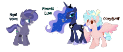 Size: 1362x577 | Tagged: dead source, safe, artist:cinnam0chi, artist:nsmah, artist:selenaede, cozy glow, princess luna, oc, oc:night vision, alicorn, pony, g4, alicorn oc, alicornified, alternate hairstyle, base used, chest fluff, cigarette, cozycorn, cozyluna, ear piercing, earring, eyes do not belong there, eyeshadow, family, female, freckles, grin, hoof shoes, horn, jewelry, lesbian, luna is not amused, magical lesbian spawn, makeup, mare, mother and child, mother and daughter, nose piercing, nose ring, offspring, older, older cozy glow, parent:cozy glow, parent:princess luna, parents:cozyluna, piercing, race swap, raised hoof, regalia, shipping, simple background, smiling, smoking, transparent background, unamused, wings