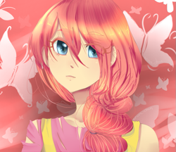 Size: 699x604 | Tagged: safe, artist:aruva-chan, fluttershy, human, g4, alternate hairstyle, female, humanized, solo