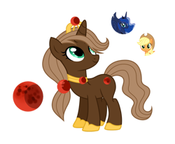 Size: 1280x1057 | Tagged: safe, artist:tenderrain-art, applejack, princess luna, oc, pony, unicorn, g4, crown, female, jewelry, magical lesbian spawn, mare, offspring, parent:applejack, parent:princess luna, parents:lunajack, regalia, simple background, transparent background