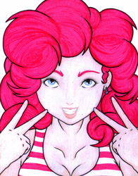 Size: 2535x3231 | Tagged: safe, artist:dantethehuman, pinkie pie, human, g4, female, high res, humanized, solo, traditional art