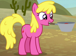 Size: 1522x1125 | Tagged: safe, screencap, cherry berry, earth pony, pony, common ground, g4, cropped, female, mouth hold, pan, solo