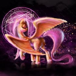 Size: 3891x3891 | Tagged: safe, artist:nicolaykoriagin, fluttershy, pony, g4, butt, female, high res, magic, plot, runes, solo