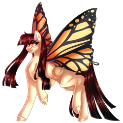 Size: 2568x2568 | Tagged: safe, artist:birdbiscuits, oc, oc only, oc:lucia, earth pony, pony, butterfly wings, female, high res, mare, simple background, solo, transparent background, wings