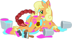 Size: 2126x1275 | Tagged: safe, artist:theeditormlp, oc, oc only, oc:eagle tale, pony, butt, female, lying down, mare, not applejack, paint, plot, prone, scorpion tail, simple background, solo, transparent background