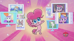 Size: 1076x603 | Tagged: safe, screencap, caramel latte, opalescence, pinkie pie, winona, earth pony, pony, g4, g4.5, my little pony: pony life, one click wonder, all the memes, baby, baby pony, bipedal, brave of the sun fighbird, business cat, condescending wonka, doge, female, gene wilder, homer simpson backs into bushes, is this a pigeon, julie andrews, male, mare, meme, memes really do come true, meta, one does not simply walk into mordor, ponified meme, roald dahl, sean bean, success kid, the simpsons, the sound of music, treehouse logo, unnamed character, unnamed pony, willy wonka, willy wonka and the chocolate factory, y pose