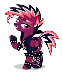 Size: 1854x2160 | Tagged: safe, artist:oyks, oc, oc only, oc:thunderstruck, pegasus, pony, clothes, mane, nose piercing, pegasus oc, piercing, punk, simple background, solo, transparent background, wings