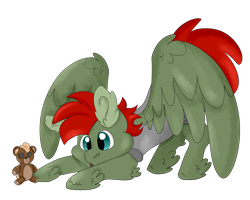 Size: 2500x2000 | Tagged: safe, artist:euspuche, oc, oc only, oc:jet lag, pegasus, pony, commission, high res, plushie, simple background, solo, teddy bear, transparent background