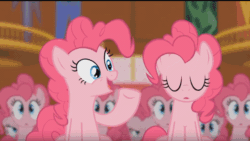Size: 918x519 | Tagged: safe, screencap, pinkie pie, earth pony, pony, g4, season 3, too many pinkie pies, animated, clone, female, finger, fun fun fun, gasp, gif, hand, hoof fingers, hooves, how, mare, multeity, pinkie being pinkie, pinkie clone, pinkie physics, solo, suddenly hands, too much pink energy is dangerous, wat