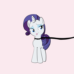 Size: 2500x2500 | Tagged: safe, artist:laurellaexc, rarity, pony, unicorn, g4, :p, collar, female, high res, leash, pet play, solo, spiked collar, tongue out