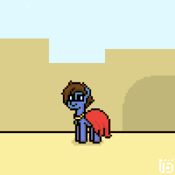 Size: 400x400 | Tagged: safe, artist:vohd, oc, oc:bizarre song, earth pony, pony, animated, bouncing, cape, clothes, desert, frame by frame, jumping, male, pronking, smiling, solo, stallion