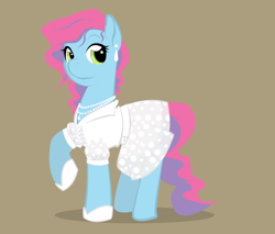 Size: 900x766 | Tagged: safe, alternate version, artist:askmerriweatherauthor, oc, oc only, oc:tootie frootie, pegasus, pony, clothes, dress, jewelry, necklace, pearl necklace, solo