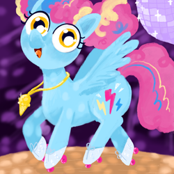 Size: 2048x2048 | Tagged: safe, artist:cailene, oc, oc only, oc:rainbow sherbet flash, pegasus, pony, high res, magical lesbian spawn, next generation, offspring, parent:pinkie pie, parent:rainbow dash, parents:pinkiedash, solo