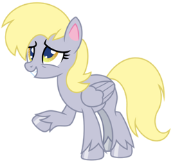 Size: 1024x962 | Tagged: safe, artist:emeraldblast63, derpy hooves, pegasus, pony, g4, g4.5, my little pony: pony life, unboxing day, female, food, g4.5 to g4, mare, muffin, redesign, simple background, smiling, solo, teeth, transparent background, vector
