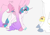 Size: 1200x848 | Tagged: safe, artist:therealfenix01, prince blueblood, princess cadance, princess flurry heart, oc, oc:little sunny apple, alicorn, classical unicorn, pony, unicorn, g4, cloven hooves, colt, female, filly, gray background, horn, leonine tail, magical gay spawn, male, offspring, older, older flurry heart, parent:big macintosh, parent:prince blueblood, parents:bluemac, shy, simple background, unshorn fetlocks