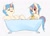 Size: 1017x723 | Tagged: safe, artist:iuth, oc, oc only, oc:iuth, pony, unicorn, bath, bathtub, duo, female, male, mare, rubber duck, self ponidox, stallion