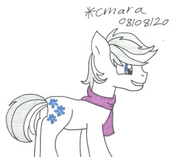 Size: 1003x883 | Tagged: safe, artist:cmara, double diamond, earth pony, pony, g4, clothes, grin, male, scarf, simple background, smiling, solo, stallion, traditional art, white background
