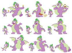 Size: 7744x5686 | Tagged: safe, artist:aleximusprime, spike, dragon, g4, adult, adult spike, chubby, fat, fat spike, looking at you, older, older spike, pose, quill, scroll, simple background, ticket, transparent background, vector, weight gain, winged spike, wings