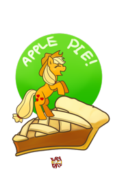 Size: 430x651 | Tagged: safe, artist:norang94, applejack, earth pony, pony, g4, apple, apple pie, appletini, cute, eyes closed, female, food, jackabetes, mare, micro, open mouth, pie, ponies in food, profile, rearing, simple background, solo, transparent background
