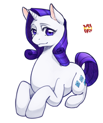 Size: 500x600 | Tagged: safe, artist:norang94, rarity, pony, unicorn, g4, female, looking at you, lying down, mare, prone, simple background, solo, white background