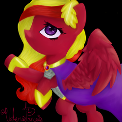 Size: 1000x1000 | Tagged: safe, artist:dolcebaroque, oc, oc:daria sable, pegasus, pony, armor, beautiful, black background, byzantine, cape, clothes, pegasus oc, simple background, wings
