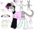 Size: 563x481 | Tagged: safe, artist:maximkoshe4ka, oc, oc only, oc:soft meows, cat, cat pony, original species, pony, backpack, blindfold, cat paws, cinnamoroll, clothes, eyeshadow, femboy, hello kitty, hello kitty (character), kitty white, makeup, male, markings, reference sheet, sanrio, shirt, simple background, socks, solo, stallion, stockings, striped socks, thigh highs, trans male, transgender, unshorn fetlocks, white background