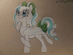Size: 2828x2121 | Tagged: safe, artist:foxdragonlover, oc, oc only, oc:snowbelle, pegasus, pony, high res, pegasus oc, solo, traditional art, wings