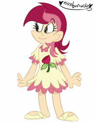 Size: 753x980 | Tagged: safe, artist:mirabuncupcakes15, roseluck, human, g4, clothes, dress, female, flats, humanized, mary janes, shoes, simple background, solo, white background