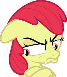 Size: 4192x4848 | Tagged: safe, artist:sollace, derpibooru exclusive, edit, editor:slayerbvc, vector edit, apple bloom, earth pony, pony, g4, growing up is hard to do, .svg available, absurd resolution, accessory-less edit, female, filly, foal, frown, grumpy, grumpybloom, looking away, missing accessory, pouting, show accurate, simple background, solo, transparent background, vector
