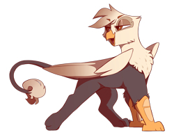 Size: 2320x1800 | Tagged: safe, artist:crimmharmony, oc, oc only, oc:grudge, griffon, female, griffon oc, simple background, solo, standing, transparent background