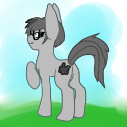 Size: 512x512 | Tagged: safe, artist:demonnyuu, oc, oc only, earth pony, pony, butt, commission, cutie mark, digital art, glasses, looking at you, looking back, looking back at you, plot, tail